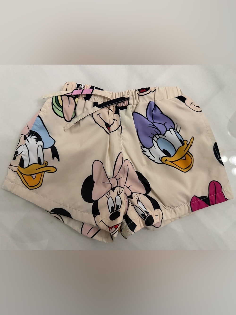 Disney Cream Shorts with Multicolor Character Prints